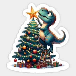 christmas dinosaur christmas tree Sticker